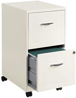 Realspace 18inD Vertical 2-Drawer Mobile File Cabinet, Metal, Pearl White