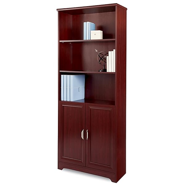 Realspace-Magellan-72H-5-Shelf-Bookcase-with-Doors-Classic-Cherry-B07SVPBFLM