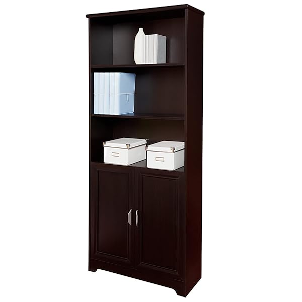 Realspace-Magellan-72H-5-Shelf-Contemporary-Bookcase-with-Doors-EspressoDark-Finish-B07SSLVR8V