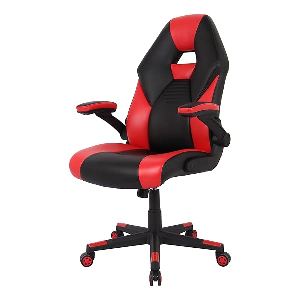RS Gaming RGX Faux Leather HighBack Gaming Chair, Black/Red, BIFMA