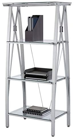 Realspace-Vista-60H-4-Shelf-GlassMetal-Bookcase-ClearSilver-B07NWY8BRJ