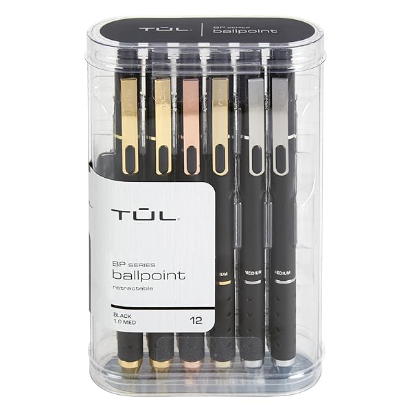 TUL-BP-Series-Retractable-Ballpoint-Pens-Medium-Point-10-mm-Black-Barrel-Black-Ink-Pack-Of-12-Pens-B07X35STV6
